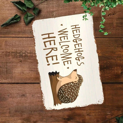 Hedgehog Welcome Sign, Animal Yard Decor, Weather Resistant Distressed Finish, Distressed Finish - view 3