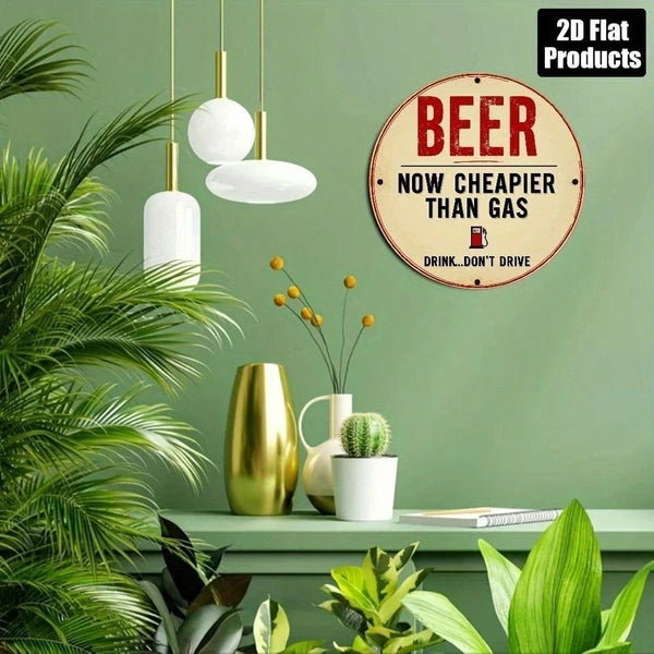 Beer Is Cheaper Than Gas Wooden Wall Art, Than Gas Wooden Wall Art, Wooden Wall Art, Vintage Gas Station Bar Sign - view 3