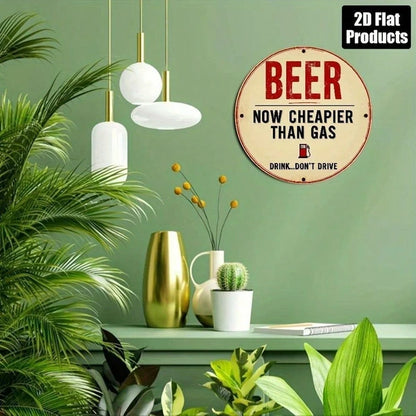 Beer Is Cheaper Than Gas Wooden Wall Art, Than Gas Wooden Wall Art, Wooden Wall Art, Vintage Gas Station Bar Sign - view 3