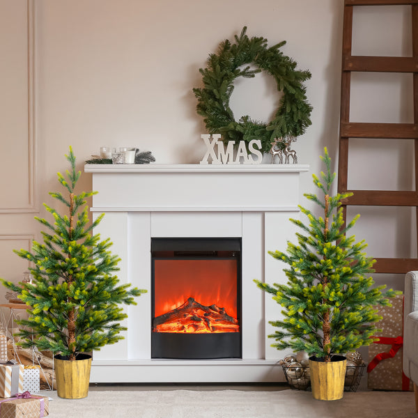 2 Pack 4 FT Dual Tone Artificial Christmas Tree With Pot Stand, Potted Xmas Pine Tree With 119 Branch Tips For Holiday - view 4