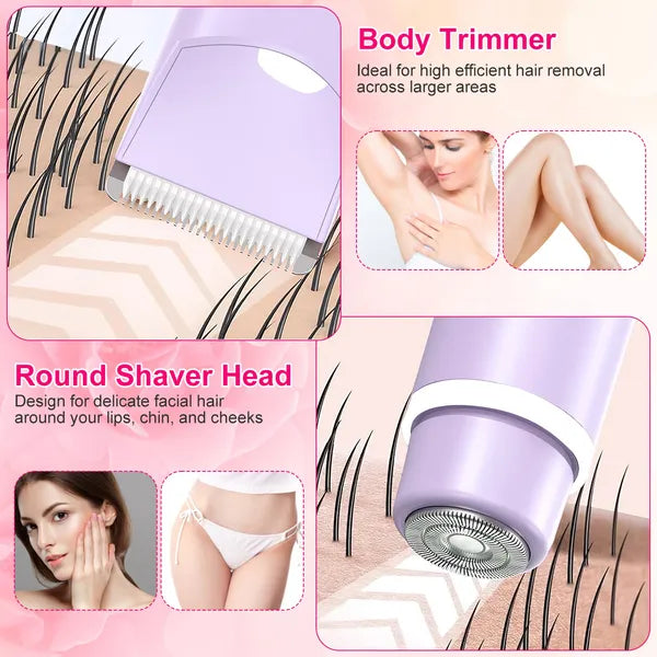 2 In 1 Bikini Trimmer For Women Dual Head Cordless Body Shaver IPX5 Waterproof Rechargeable Pubic Hair Razor Wet - view 4