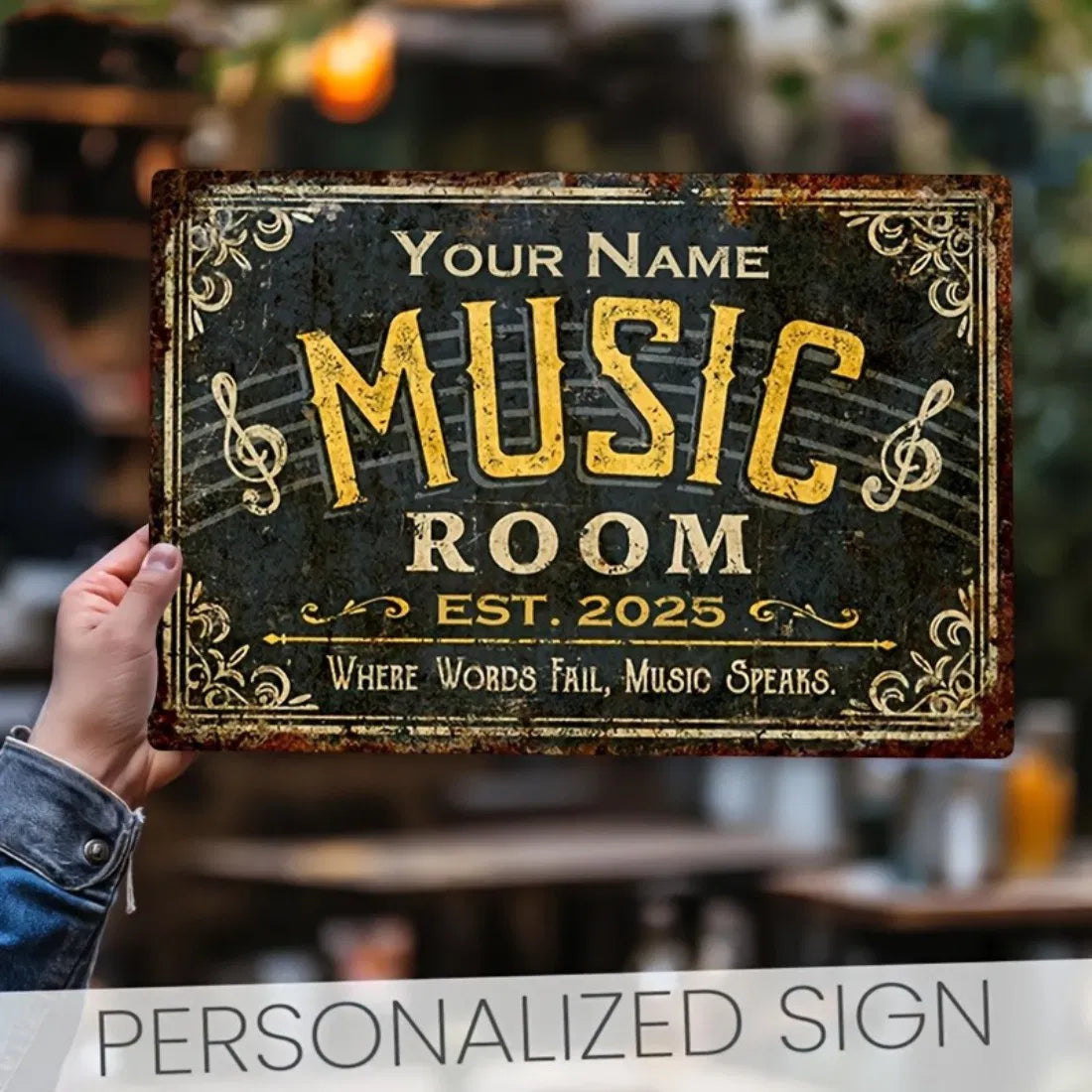 Custom Metal Music Sign Personalized Studio Classroom Decor Outdoor Wall Gift - view 6