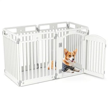 6-Panel HDPE Dog Playpen - Convertible Design (Playpen/Fence), Lockable Door, Suction Cups + Ground Stakes - view 6