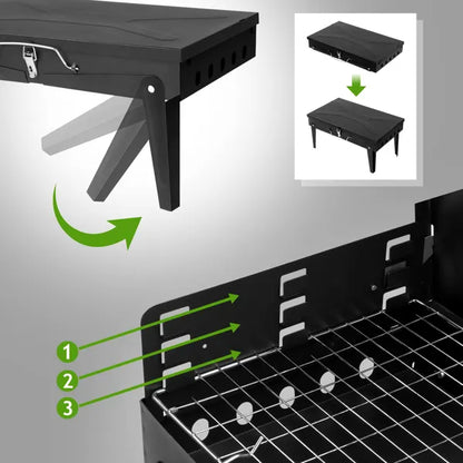 44x27x7cm Portable Square Charcoal Grill Black - view 4