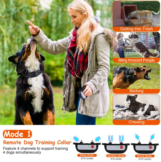 990FT Range Dog Wireless Fence Remote Training Collar IPX6 Waterproof Receiver With 0-9 Levels Beep Vibration Shock - view 4
