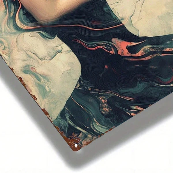 Abstract Woman Drowning Metal Sign 8x12 In, Farmhouse Bathroom Wall Decor, 2D Flat Room Accent Plaque - view 5
