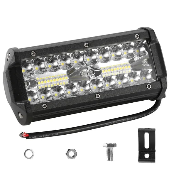 7in LED Light Bar 120W 12000LM LED Work Light Pods Offroad Driving Lights IP67 Waterproof Fog Light Spot Flood Beam