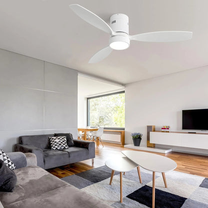 52 Inch Indoor Outdoor Ceiling Fan Solid Wood Fan Blade Noiseless Reversible Motor Remote Control With Light - view 5