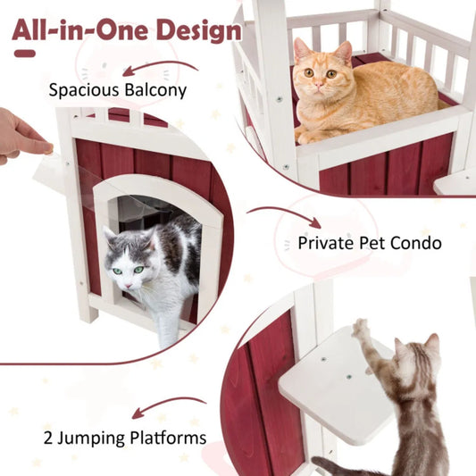 34" H Wooden Cat House - view 2