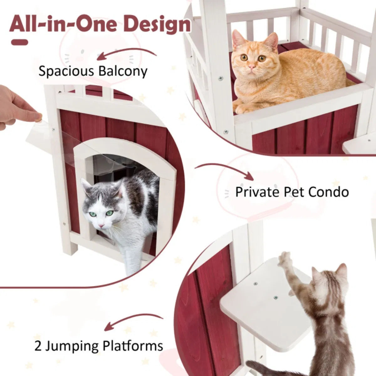 34" H Wooden Cat House - view 2