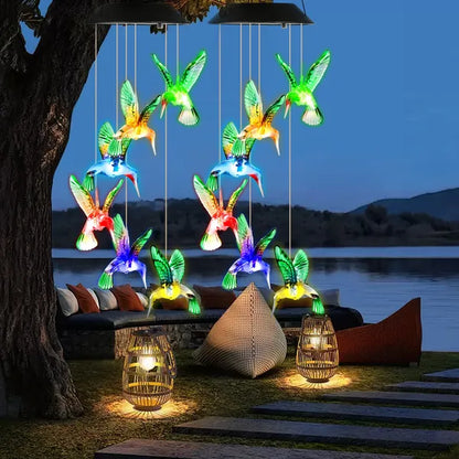 2PCS Hummingbird Solar Wind Chimes With Color Changing LED Lights, Waterproof Solar Powered Wind Chime For Outdoor - view 3