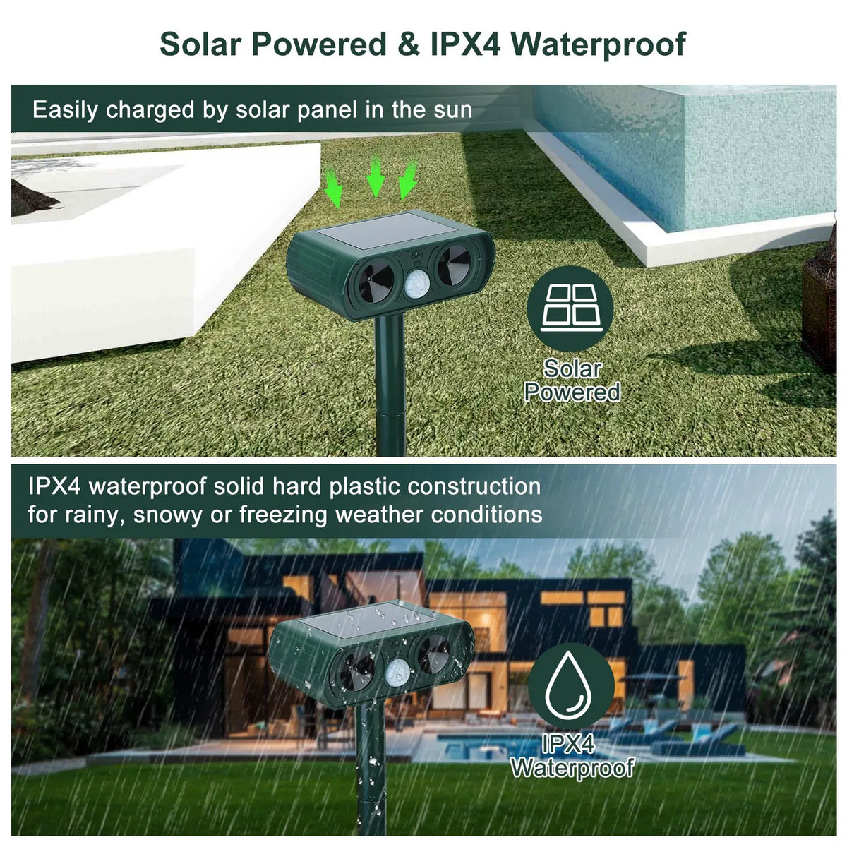 Ultrasonic Animal Repeller Solar Powered Motion Sensor Repellent IPX4 Waterproof Outdoor For Farm Garden Yard Repelling - view 6