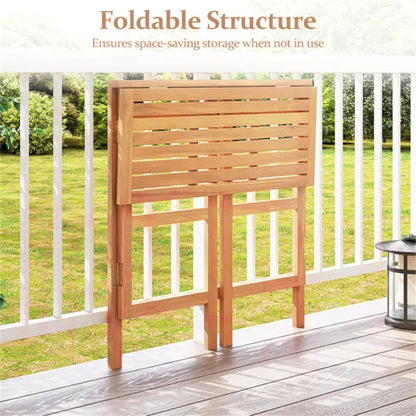 Natural Acacia Wood Foldable Patio Bar Table With Footrest & Slatted Top, Space-Saving Outdoor Pub Table - view 5