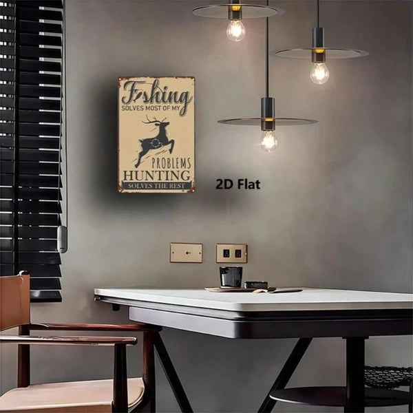 Vintage Fishing Hunting Theme Metal Sign 8X12 Inch 1pc 2D Flat Iron Art Plaque Waterproof Durable Retro Wall Decor - view 5
