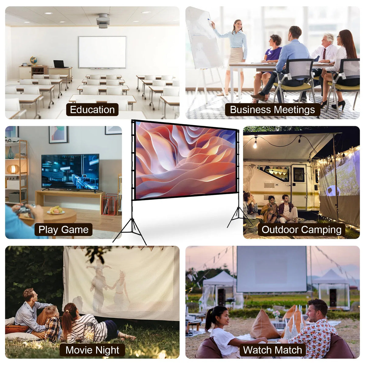 100inch 120inch Options Projector Screen With Stand 4K HD Rear Front Wrinkle-Free Portable And Foldable Movie Screen - view 9