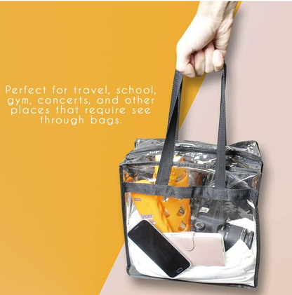 2x Clear PVC Tote Bag Women Large Transparent Handbag Zip Purse Stadium Security - view 3