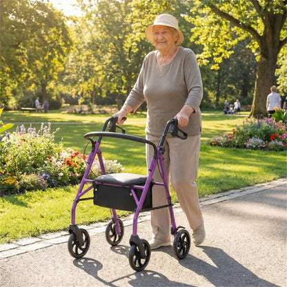 2-in-1 Rollator Walker With Seat (Purple), 8-Inch Large Wheels & Versatile Braking System, Adjustable Height - view 4