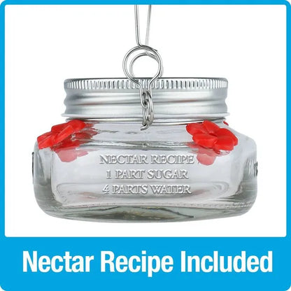 6oz Mason Jar Hummingbird Glass Feeder 2.5"