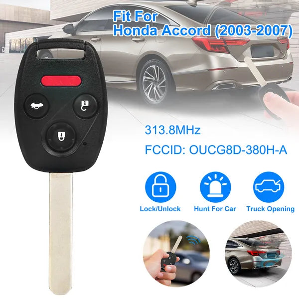 Fit For Honda Accord 2003-2007 Remote Keyless Entry Shell Button Car Key Fob Uncut Key Cover Case OUCG8D-380H-A FCCID