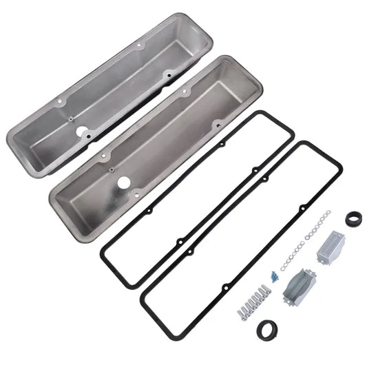 Valve Covers Fabricated Aluminum Polished for Chevy Small Block 283 302 305 327 350 400 1958-1986 Black - view 2