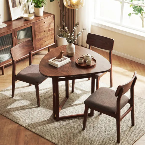 31.5" Small Folding Dining Table, Walnut Solid Wood Foldable Kitchen Table For 2 People - view 2