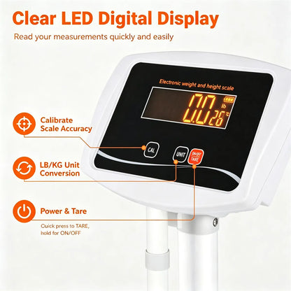 Medical Height & Weight Physician Scale, HighPrecision Sensor Digital Body Scale with Adapter & Battery Dual Power - view 3