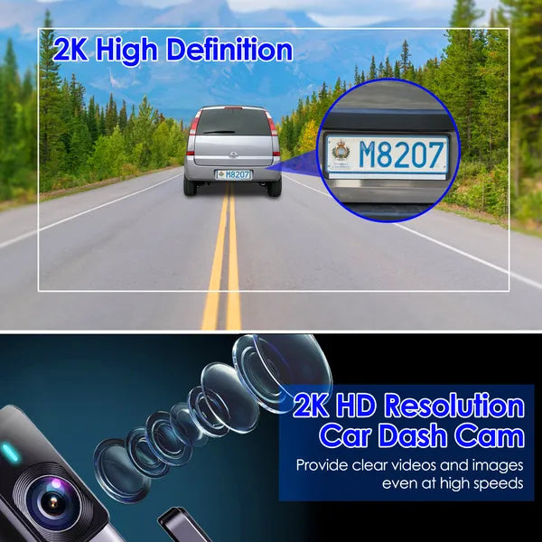 2K HD Front Dash Cam For Car With IPS Screen Night Vision Loop Recording Included 32G Storage Card 140° Wide Angle WiFi - view 5