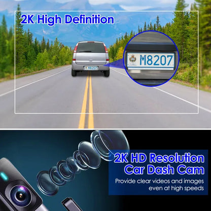 2K HD Front Dash Cam For Car With IPS Screen Night Vision Loop Recording Included 32G Storage Card 140° Wide Angle WiFi - view 5