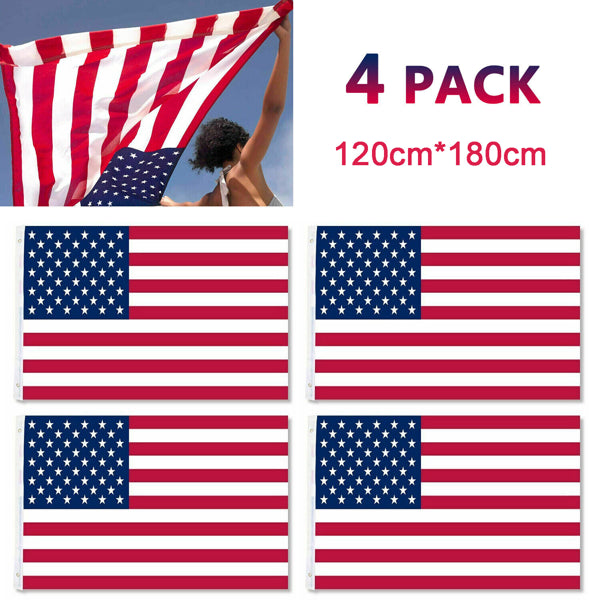 4pcs 4X6FT 120 x 180cm American Flag USA Flag Printed Nylon Flag National Flag W/Brass Grommets Courtyard Decoration