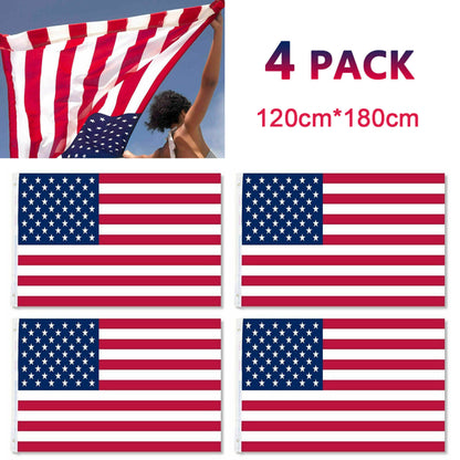 4pcs 4X6FT 120 x 180cm American Flag USA Flag Printed Nylon Flag National Flag W/Brass Grommets Courtyard Decoration