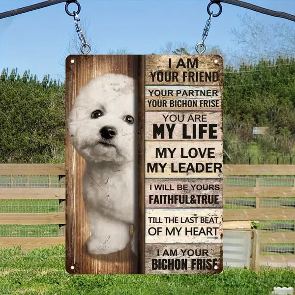 Vintage Bichon Frise Metal Tin Sign Warm Pet Quotes Wall Decor For Living Room Bedroom - view 2