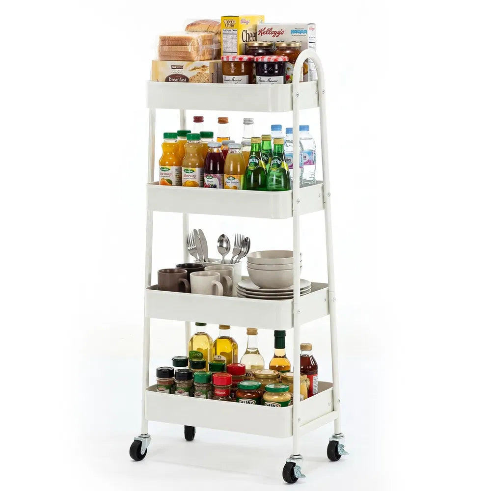 3-4-layer Practical Mobile Trolley, Metal Movable Storage Rack, With Lockable Casters - view 6