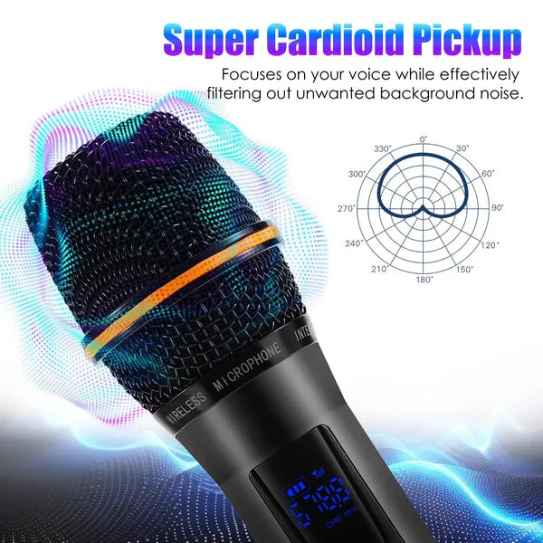 UHF Wireless Microphones Rechargeable Wireless Microphones Metal Handheld Dynamic Mics With 262FT Range For Karaoke - view 3