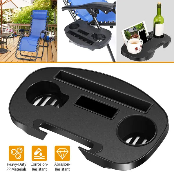 Zero Gravity Chair Cup Holder Clip On Side Tray W Beverage Can Mobile Devices Slots - view 7