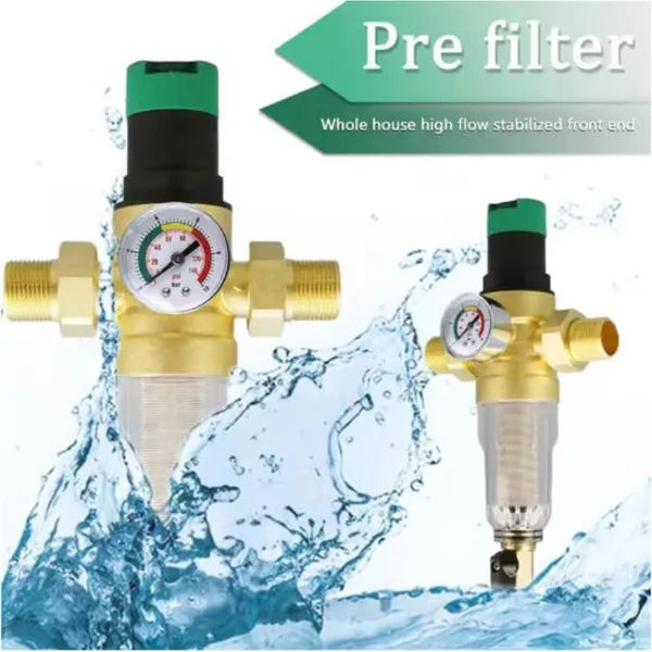 3/4 Inch Water Pressure Reducer With Gauge And Mesh Filter, For RV, Home - view 2