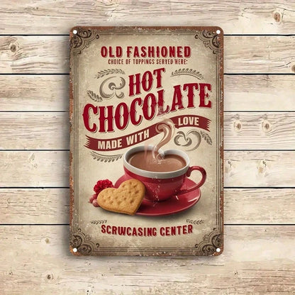 1PC Vintage Metal Tin Sign Hot Chocolate Love Artwork, Artwork, Durable Hanging Plaque For Home Garden Sign HikTok - view 4