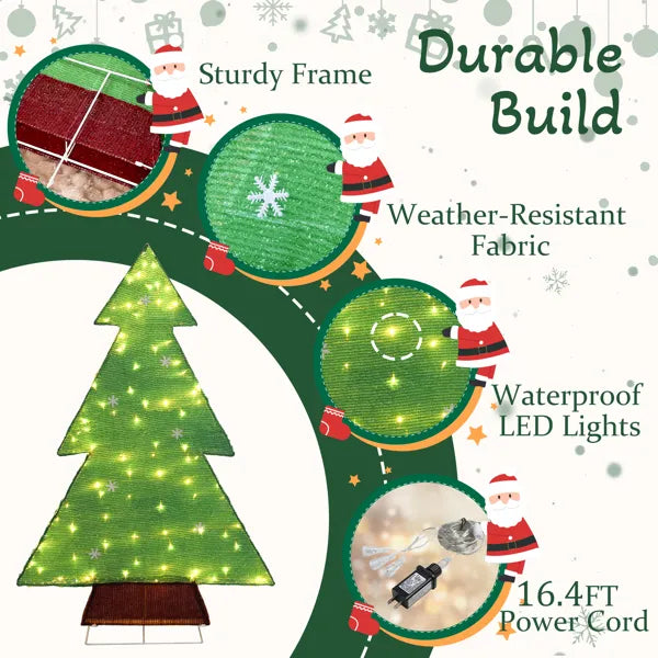 4FT Lighted Christmas Tree Yard Decorations, Pre-lit Holiday Decor With 110 Warm White LED Lights For Xmas Outdoor - view 8