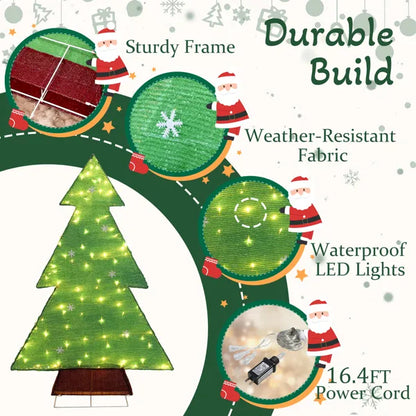 4FT Lighted Christmas Tree Yard Decorations, Pre-lit Holiday Decor With 110 Warm White LED Lights For Xmas Outdoor - view 8