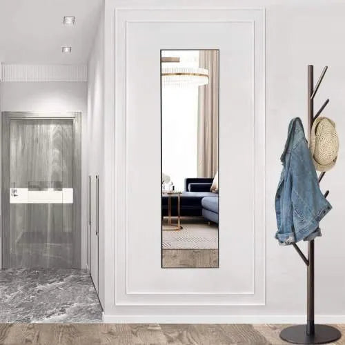 Floor Standing Mirror, Wall Mirror With Stand Aluminum Alloy Thin Frame,21' X64',Black-rect - view 7