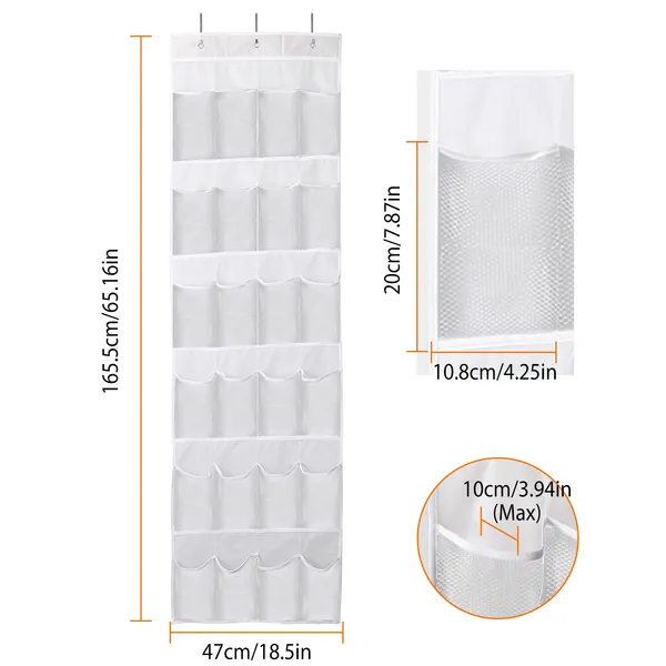 1Pc Over The Door Shoes Rack 24-Pocket Crystal Clear Organizer - view 2