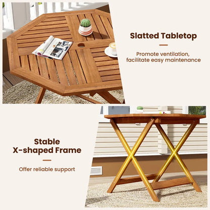 35.5 Inch Solid Wood Patio Dining Table Octagon Table With 1.97 Inch Umbrella Hole - view 10