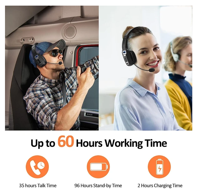 Trucker Bluetooth 5.2 Wireless Headset With Noise Cancelling Mic For Phones PC - view 3