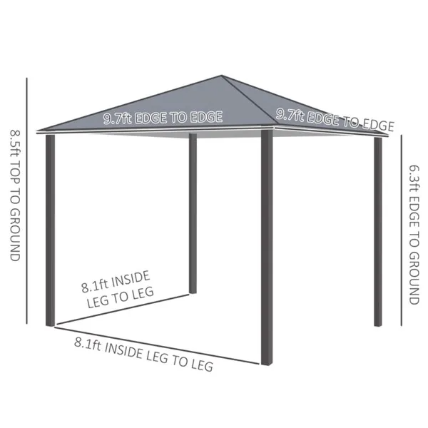 10ft X 10ft Patio Gazebo-Black-AS - view 3