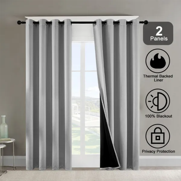 Grommets Thermal Insulated With Coated Lining 52 In. W X 63 In. L Indoor Blackout Curtains Set Of 2 - view 5