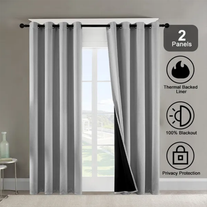 Grommets Thermal Insulated With Coated Lining 52 In. W X 63 In. L Indoor Blackout Curtains Set Of 2 - view 5