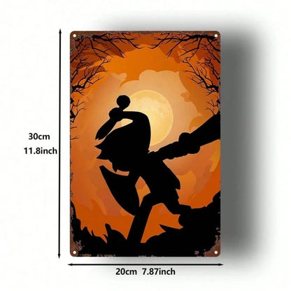 Halloween Link Silhouette Metal Sign 8x12 Inch, Sturdy 2D Flat Plaque, Spooky Wall Decor For Bedroom Bar Home Party - view 4