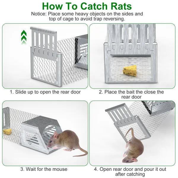 2Pcs Humane Mouse Trap Cage No Assembly Need Automatic Continuous Rat Trap With Single Way Door Reusable Catch - view 5