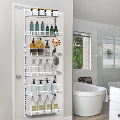 6-Tier Over the Door Pantry Organizer, Large Metal Door Spice Rack, Hanging Heavy-Duty Pantry Door Storage Shelf 10LBS - view 3