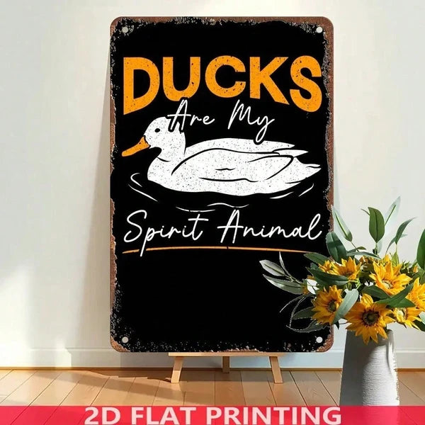 Vintage Ducks Are My Spirit Animal Metal Tin Sign 8x12 Inch Rustic Farmhouse Wall Decor For Kitchen Bathroom Office