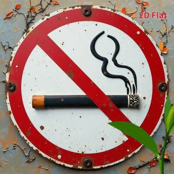 Vintage | 1PC Round Iron Metal No Smoking Sign 8x8 Inch 2D Flat Print Warning Plaque Multi-Use Wall Decor Art For Home - view 3